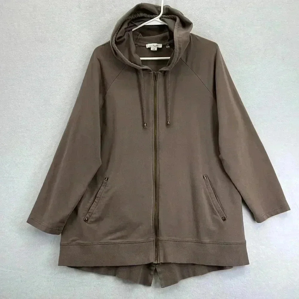 Simply Noelle Women’s Hoodie Size L/XL Taupe Cotton Blend w/Spandex